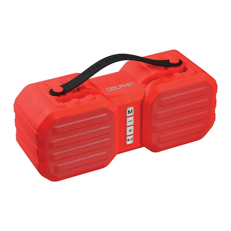 Dolphin Audio SPB-8X Splashproof Portable Bluetooth Speaker with Built-in Phone Holder and Speakerphone Red SPB-8X RED